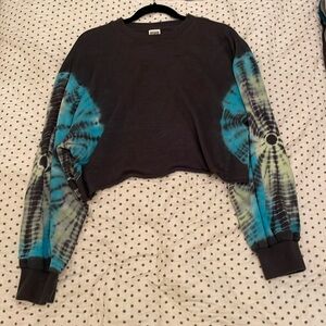 PINK oversize slouchy crop top sweatshirt.